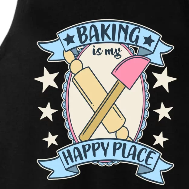 Baking Is My Happy Place Meaningful Gift Cute Baker Gift Ladies Tri-Blend Wicking Tank