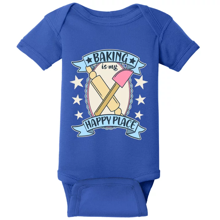 Baking Is My Happy Place Meaningful Gift Cute Baker Gift Baby Bodysuit