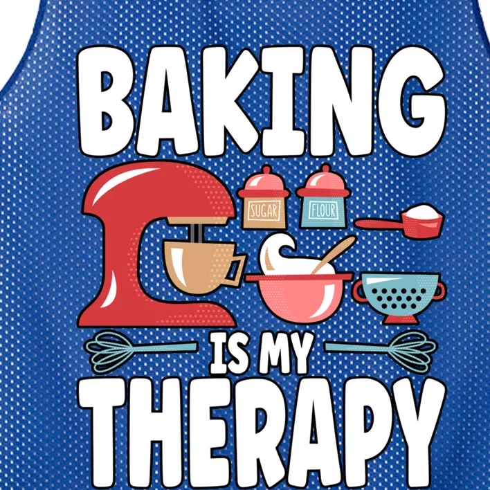 Baking Is My Therapy Gift Mesh Reversible Basketball Jersey Tank