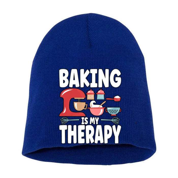 Baking Is My Therapy Gift Short Acrylic Beanie