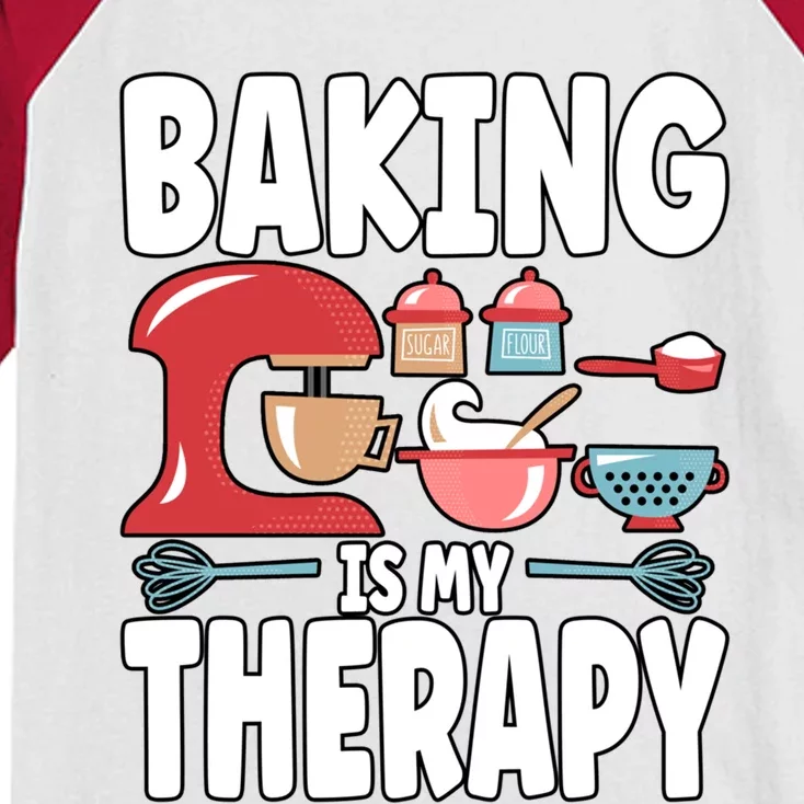 Baking Is My Therapy Gift Kids Colorblock Raglan Jersey