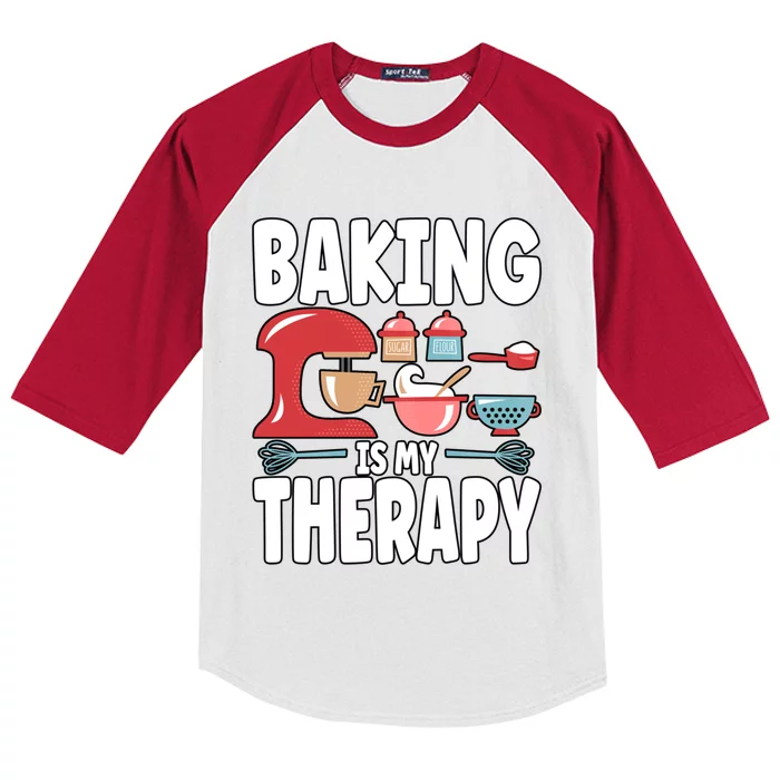 Baking Is My Therapy Gift Kids Colorblock Raglan Jersey