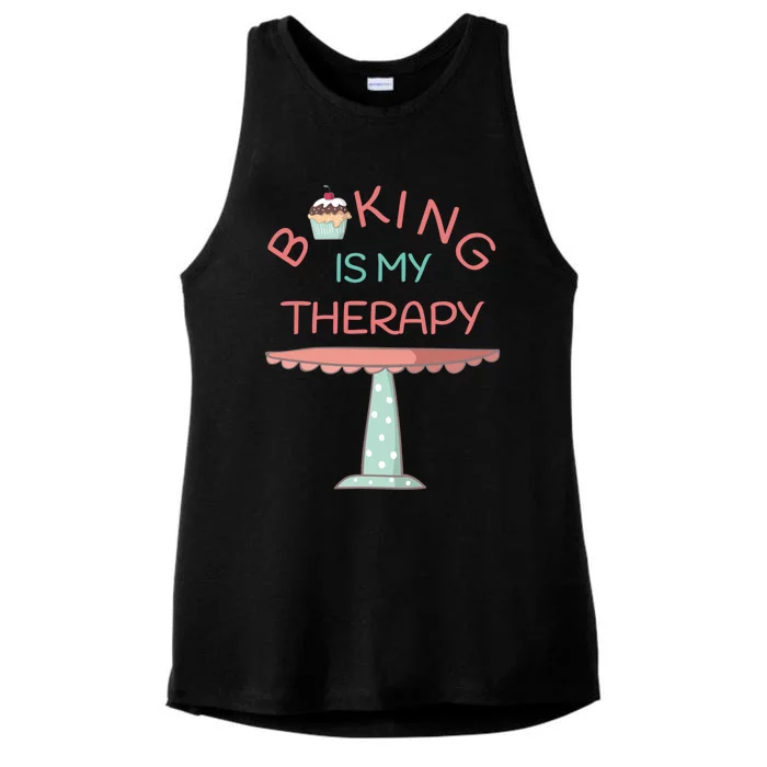 Baking Is My Therapy Gift Ladies Tri-Blend Wicking Tank