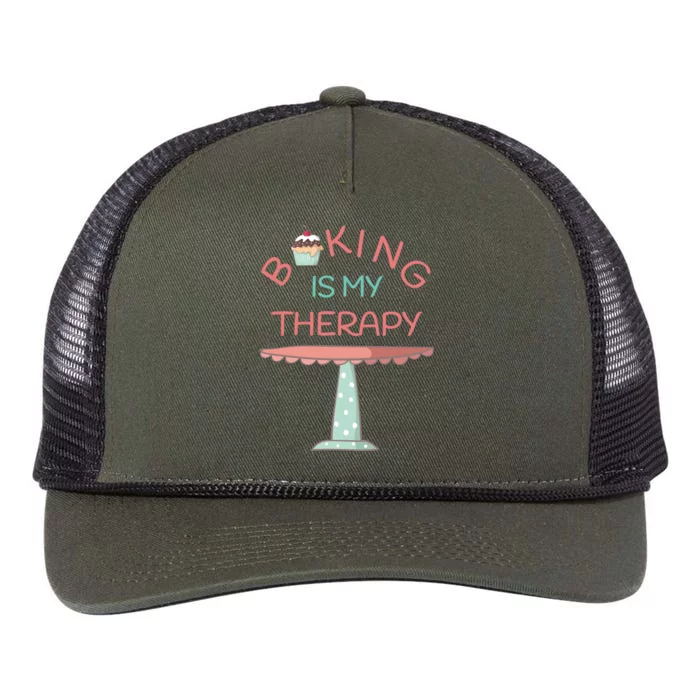 Baking Is My Therapy Gift Retro Rope Trucker Hat Cap