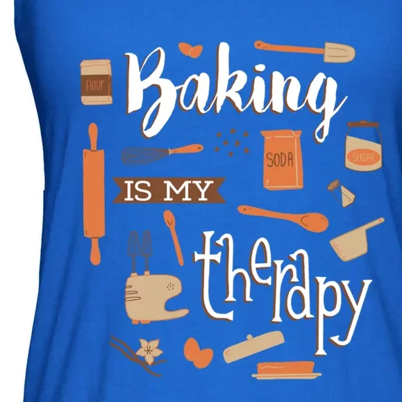 Baking Is My Therapy Gift Ladies Essential Flowy Tank