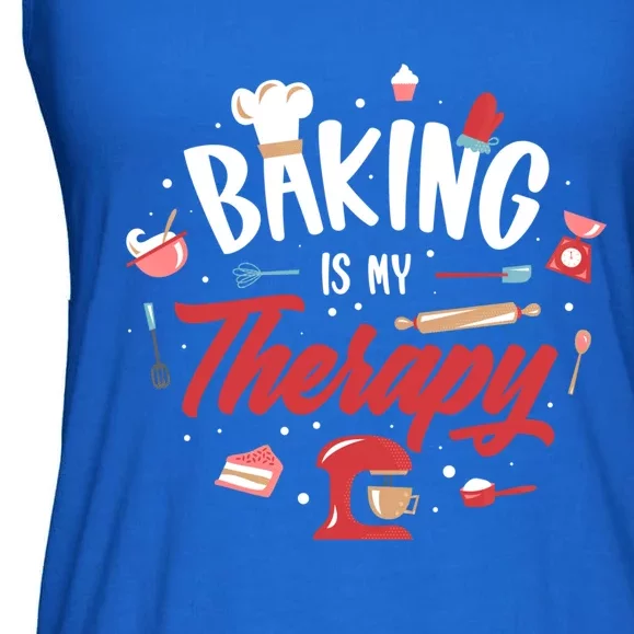 Baking Is My Therapy Cute Gift Ladies Essential Flowy Tank