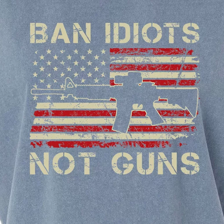 Ban Idiots Not Guns Ar15 Usa Flag 2nd Amendment Funny Gun Garment-Dyed Women's Muscle Tee