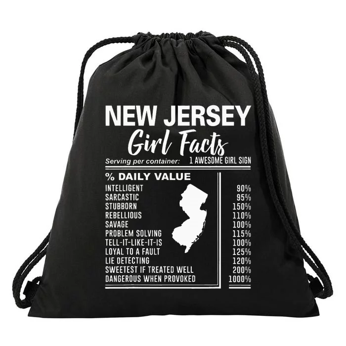 Born In New Jersey New Jersey Girl Facts Drawstring Bag