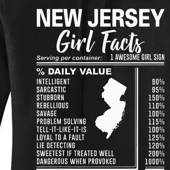 Born In New Jersey New Jersey Girl Facts Women's Pullover Hoodie