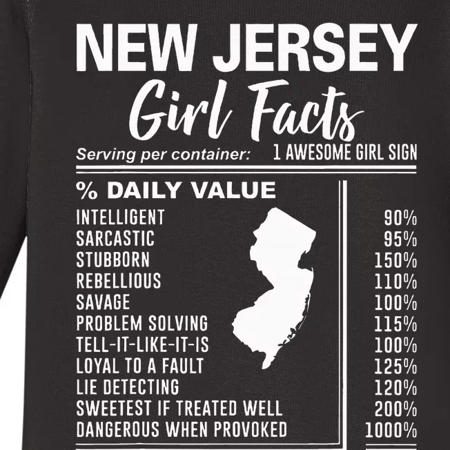 Born In New Jersey New Jersey Girl Facts Baby Long Sleeve Bodysuit