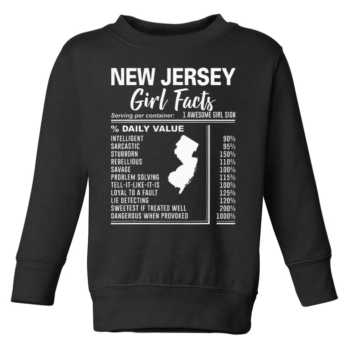 Born In New Jersey New Jersey Girl Facts Toddler Sweatshirt