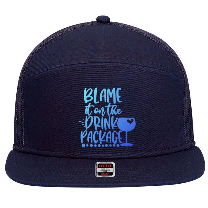 Blame It On The Package Cruise Alcohol Wine Lover Gift 7 Panel Mesh Trucker Snapback Hat