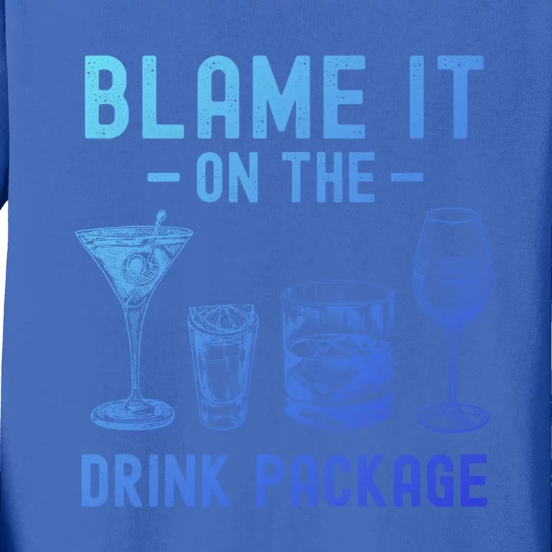 Blame It On The Package Funny Funny Cruise Vacation Gift Kids Long Sleeve Shirt