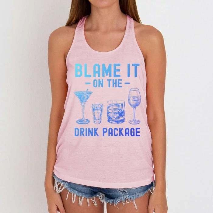 Blame It On The Package Funny Funny Cruise Vacation Gift Women's Knotted Racerback Tank