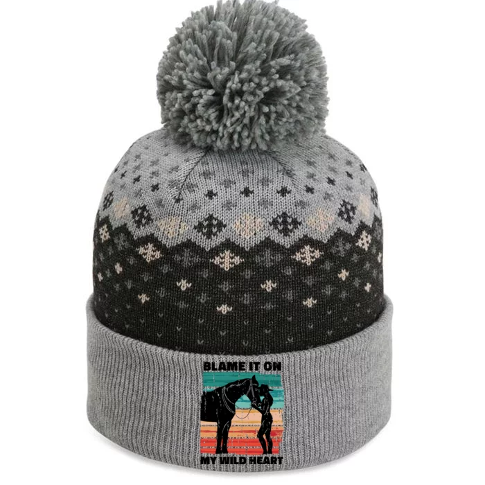 Blame It On My Wild Heart Horse Retro The Baniff Cuffed Pom Beanie