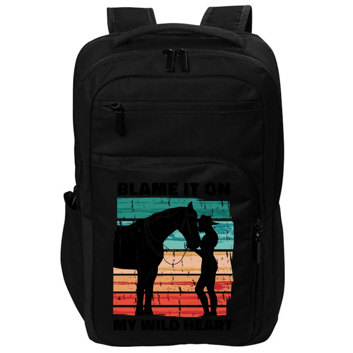 Blame It On My Wild Heart Horse Retro Impact Tech Backpack