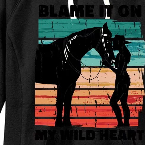 Blame It On My Wild Heart Horse Retro Women's Fleece Hoodie