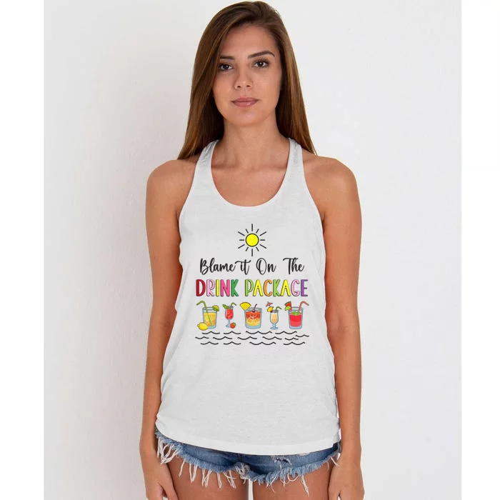 Blame It On The Drink Package Cruise Vacation Hawaii Beach Women's Knotted Racerback Tank