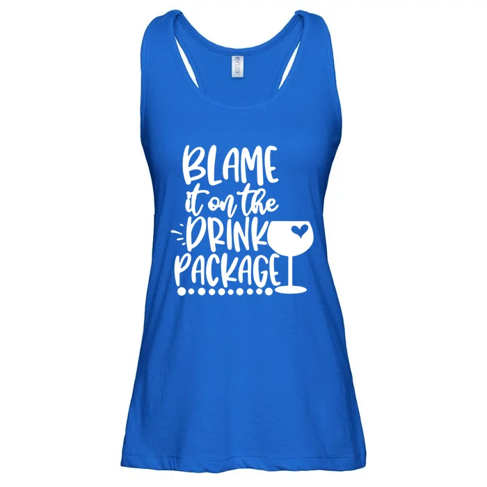 Blame It On The Package Cruise Alcohol Wine Lover Gift Ladies Essential Flowy Tank