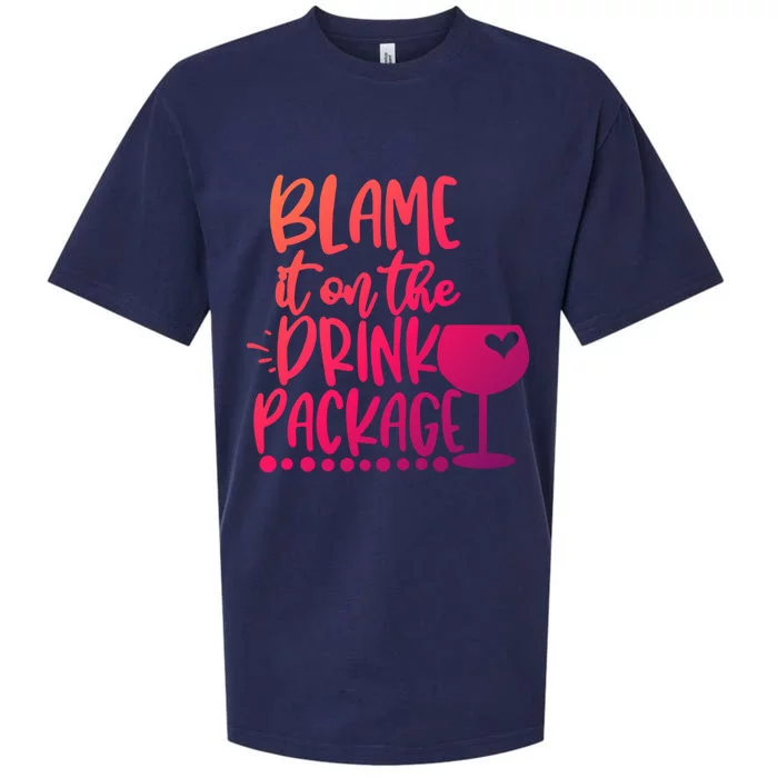 Blame It On The Package Cruise Alcohol Wine Lover Gift Sueded Cloud Jersey T-Shirt