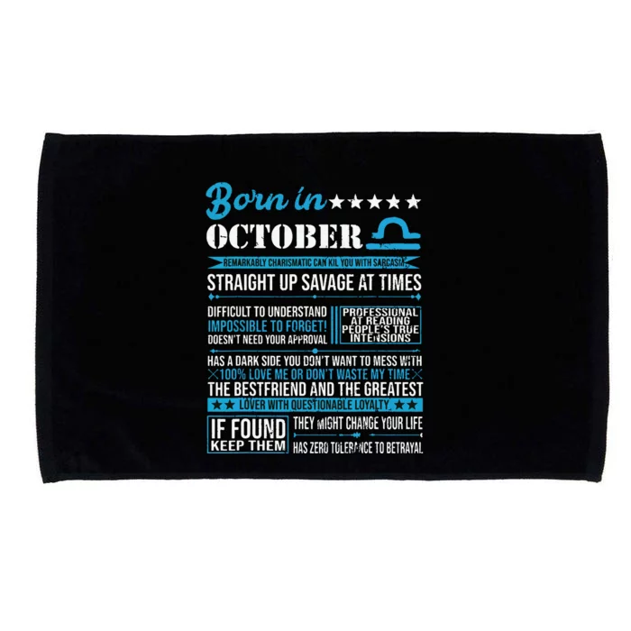 Born In October Libra Horoscope Birthday Gift Microfiber Hand Towel