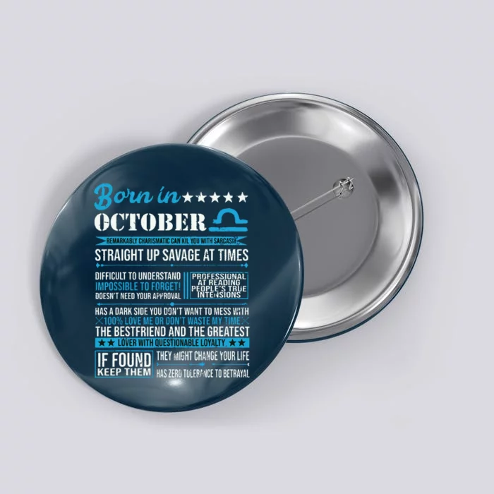 Born In October Libra Horoscope Birthday Gift Button