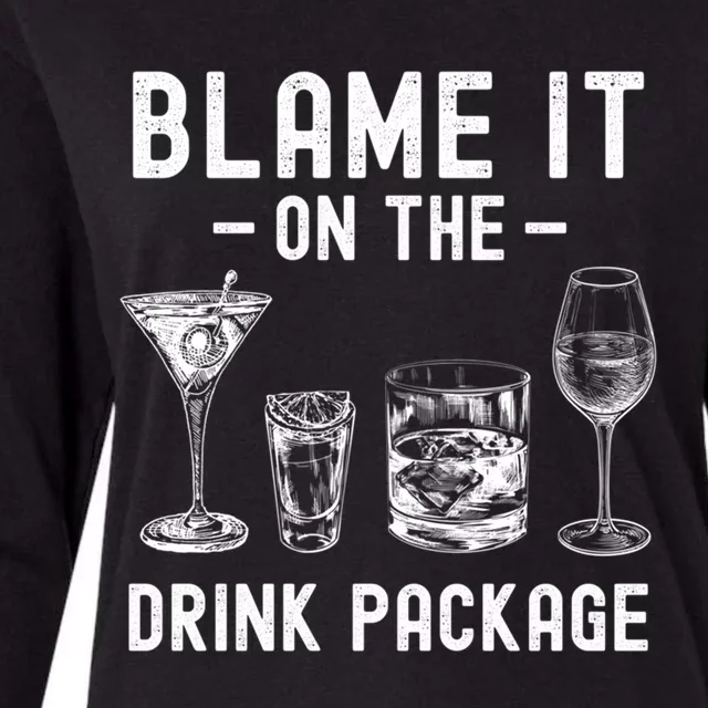 Blame It On The Package Funny Funny Cruise Vacation Gift Womens Cotton Relaxed Long Sleeve T-Shirt