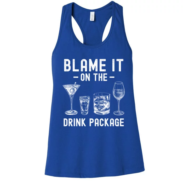 Blame It On The Package Funny Funny Cruise Vacation Gift Women's Racerback Tank