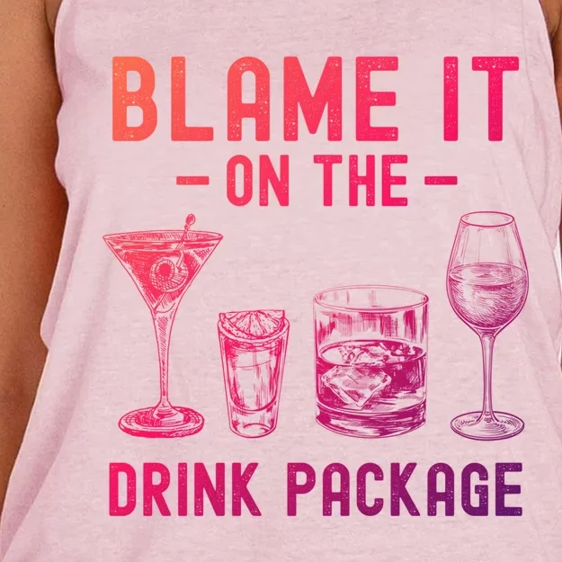 Blame It On The Package Funny Funny Cruise Vacation Gift Women's Knotted Racerback Tank