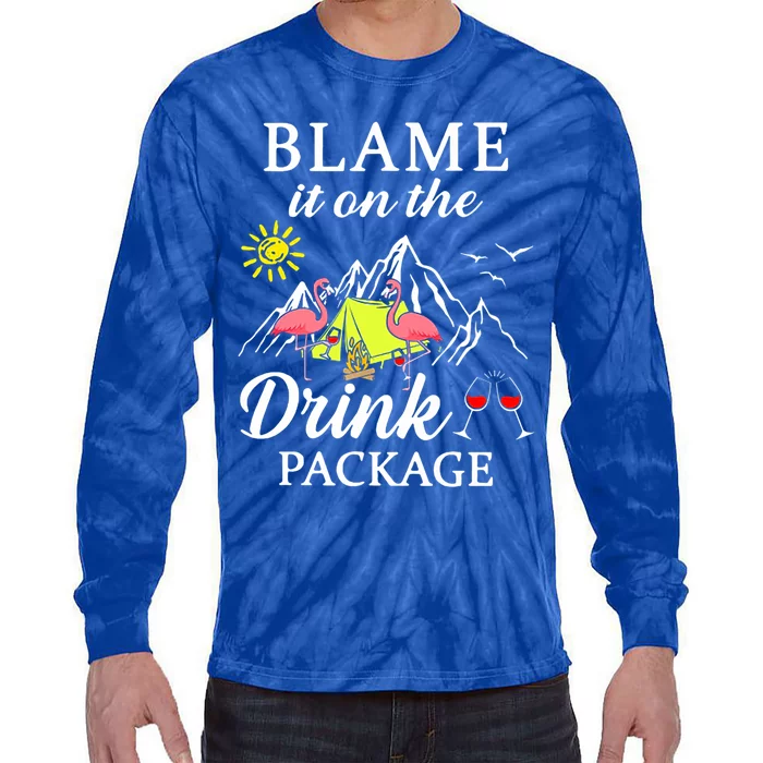 Blame It On The Package Wine Camping Great Gift Tie-Dye Long Sleeve Shirt