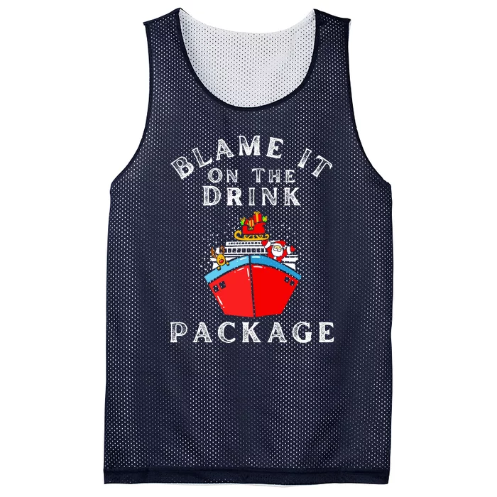 Blame It On The Drink Package Funny Christmas Mesh Reversible Basketball Jersey Tank