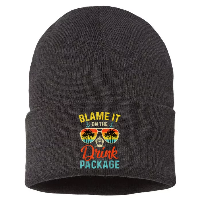 Blame It On The Drink Package Cruise Cruising Matching Sustainable Knit Beanie