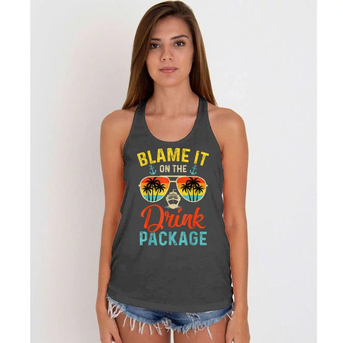 Blame It On The Drink Package Cruise Cruising Matching Women's Knotted Racerback Tank