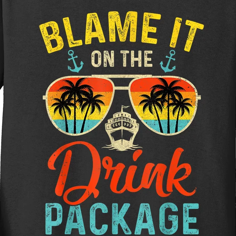 Blame It On The Drink Package Cruise Cruising Matching Kids Long Sleeve Shirt