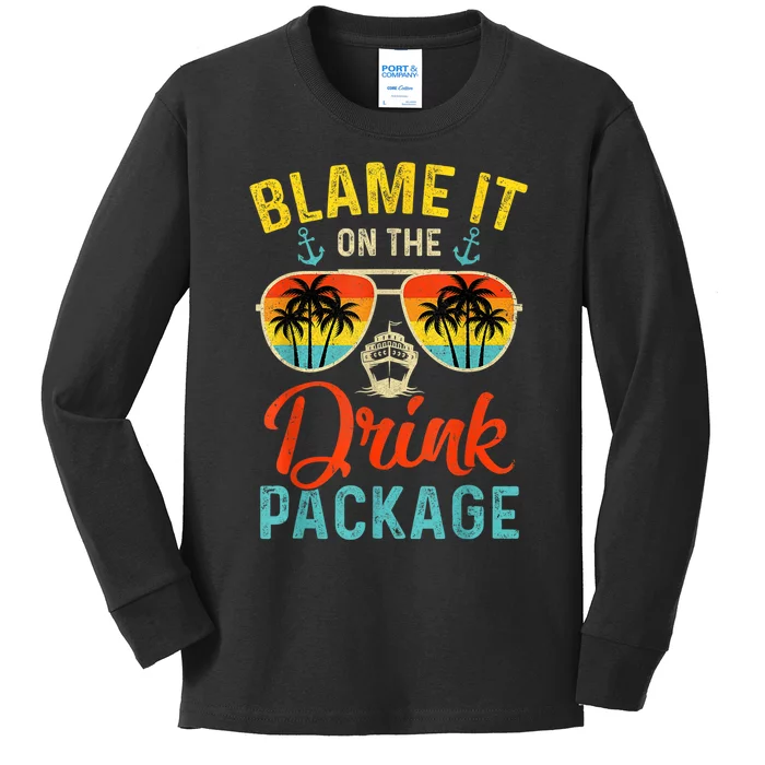 Blame It On The Drink Package Cruise Cruising Matching Kids Long Sleeve Shirt