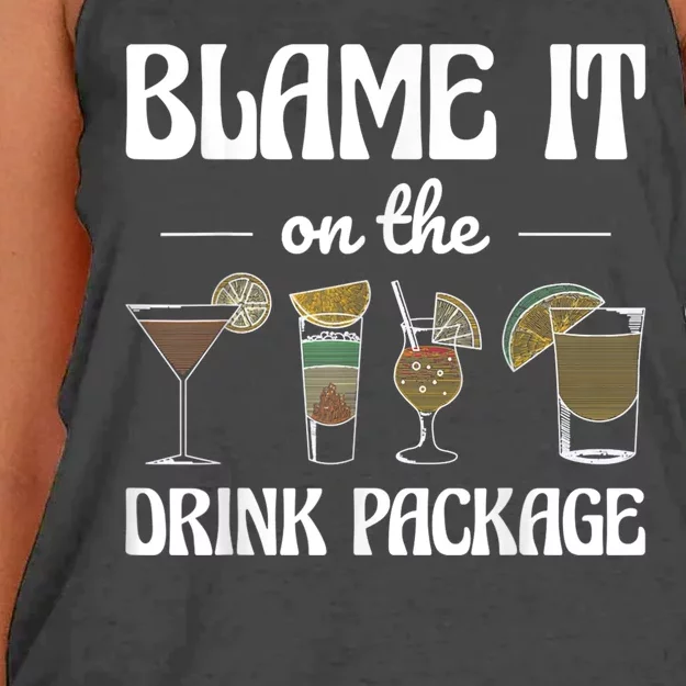 Blame It On The Drink Package Humor Funny Cruise Women's Knotted Racerback Tank