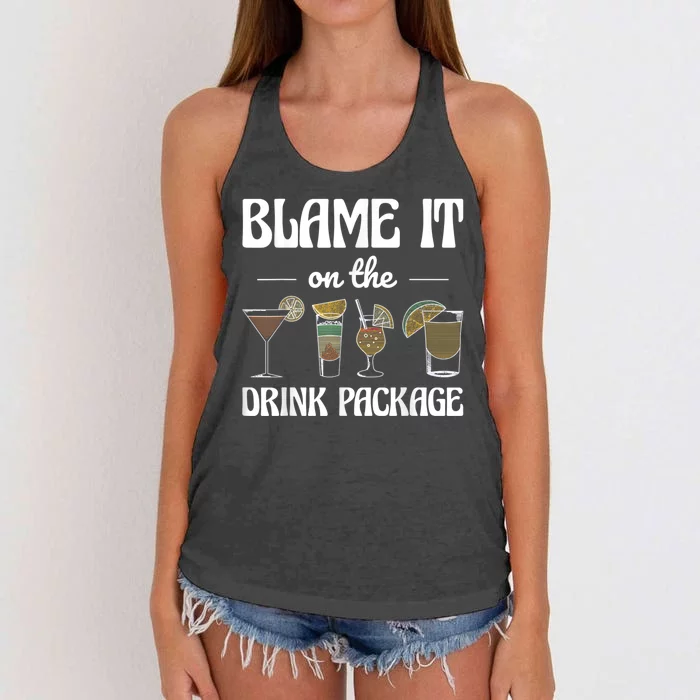 Blame It On The Drink Package Humor Funny Cruise Women's Knotted Racerback Tank