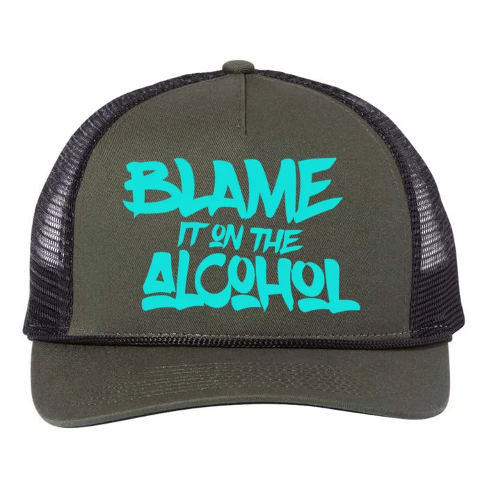 Blame It On The Alcohol Funny Gift Drink Beer Lover Retro Rope Trucker Hat Cap