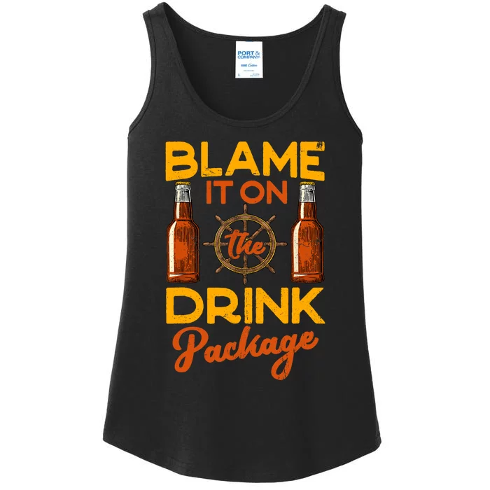 Blame It On The Drink Package Funny Cruise Ladies Essential Tank