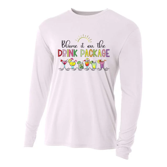 Blame It On the Drink Package Funny Cruise Cruising Cruiser Cooling Performance Long Sleeve Crew