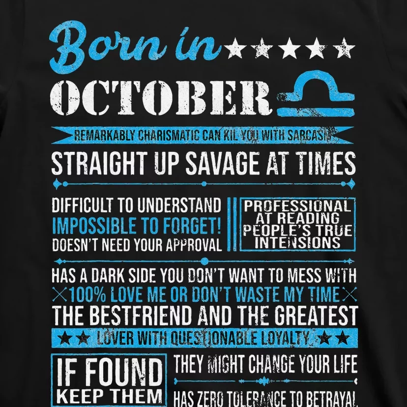 Born in October Libra Horoscope Birthday Gift T-Shirt