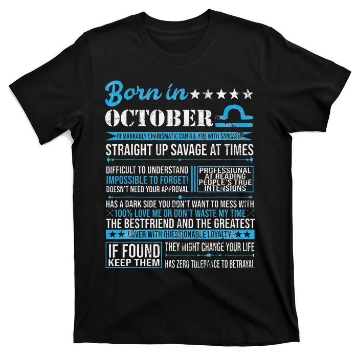 Born in October Libra Horoscope Birthday Gift T-Shirt