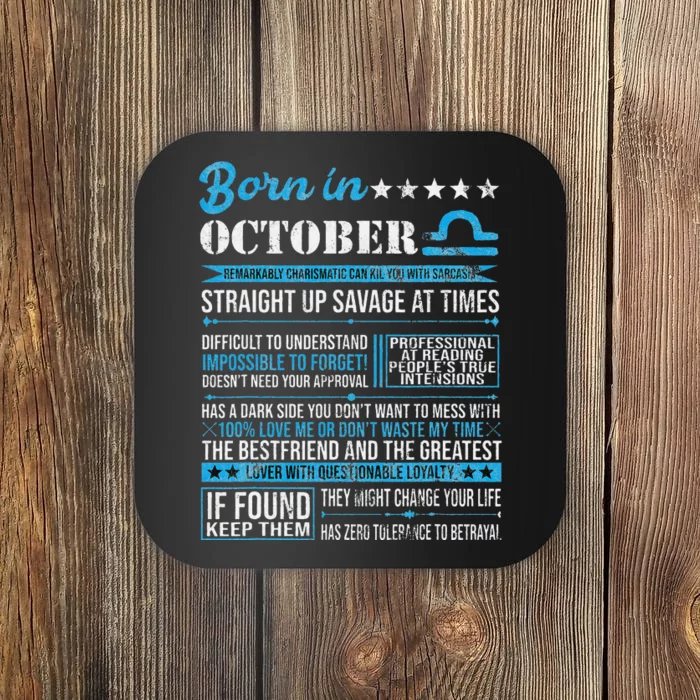 Born in October Libra Horoscope Birthday Gift Coaster