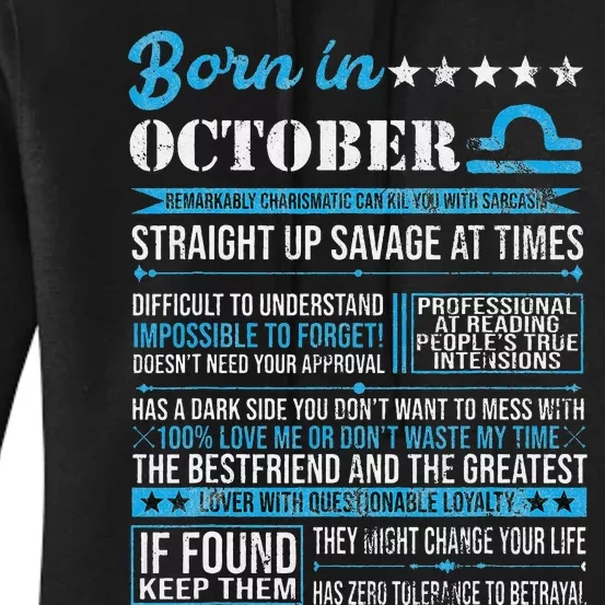 Born in October Libra Horoscope Birthday Gift Women's Pullover Hoodie