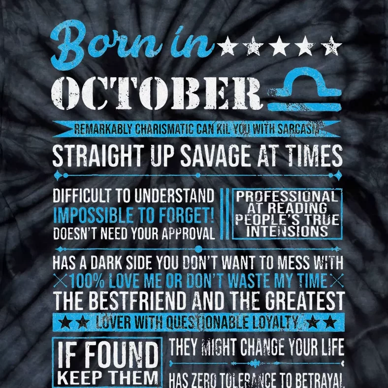 Born in October Libra Horoscope Birthday Gift Tie-Dye T-Shirt