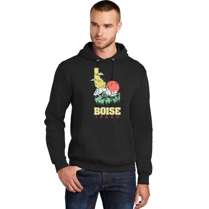 Boise Idaho Outdoors Nature Mountains Vintage State Pride Hoodie