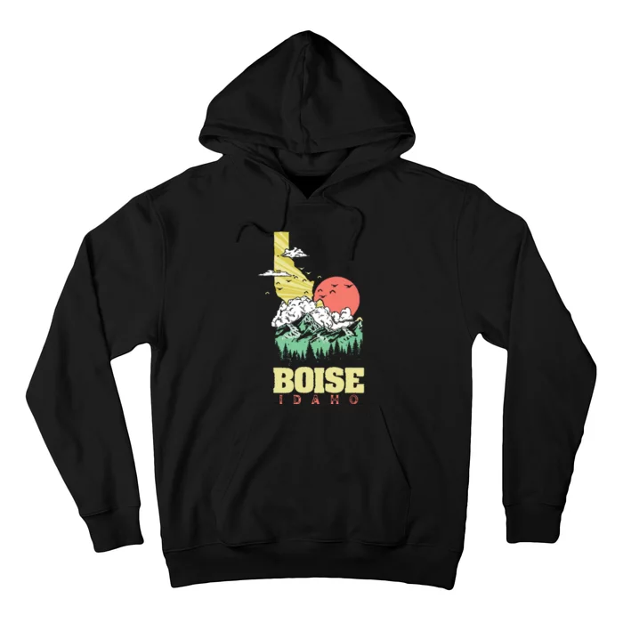 Boise Idaho Outdoors Nature Mountains Vintage State Pride Hoodie