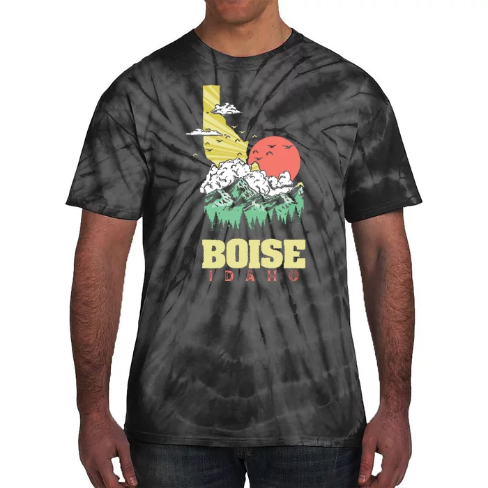 Boise Idaho Outdoors Nature Mountains Vintage State Pride Tie-Dye T-Shirt