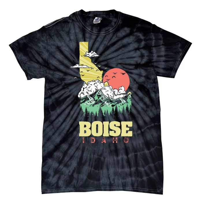 Boise Idaho Outdoors Nature Mountains Vintage State Pride Tie-Dye T-Shirt