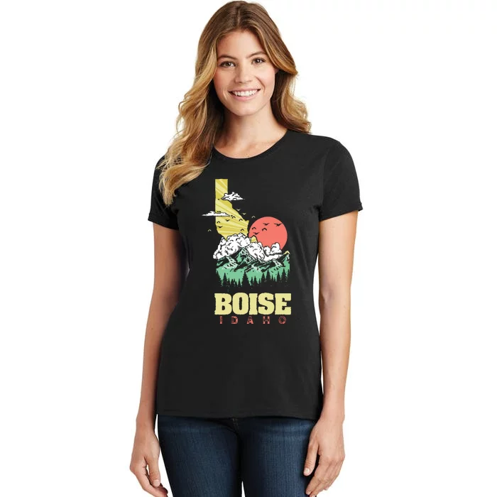 Boise Idaho Outdoors Nature Mountains Vintage State Pride Women's T-Shirt